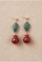 Handmade Patina Metal and Large Glass Beaded Earrings - 2