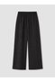 Lcw Petite Black Elastic Waist Linen Blend Women's Trousers - 5