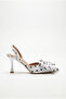 Women's White Polka Dot Patterned Bow Detailed Thin Heeled Slingback Stiletto 50021010 - 2