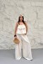 Women's Cotton Muslin Fabric Strap Top and Palazzo Pants Design Double Set - 3