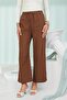 Brown Elastic Waist Pocketed Muslin Trousers - 2