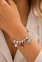Silver Color Steel Charm Bracelet Heart, Seashell and Stone Detailed Women's Bracelet