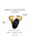 Natural Amethyst Stone Adjustable Women's Ring – Gold Color Textured Design - 6