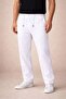 Men's Linen Pocket Trousers with Elastic Waist, Lace-Up Front, Zipper - White Mariposa Secret - 5