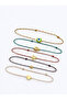 Set of 5 Adjustable Anklets with Glitter and Colorful Strings, Detailed with Evil Eye, Turtle, Fish, Heart and Dorica Designs - 2
