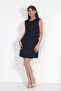 Women's Ribbed Detailed Self-Tie Short Crepe Dress - 3