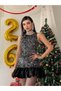 Women's Black Mini Dress Sequined Sleeveless Crew Neck Mini Party Dress with Flounce Skirt - 5