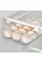 Transparent drawer egg storage box, equipped with drawers and compartments for storing eggs, vegetables, and fruits in the dining room and kitchen.