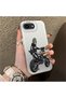iPhone 16E Compatible Motorcycle Rider Drawing with Helmet Printed Men's Style Phone Protective Case