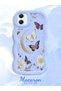 Samsung Galaxy A05 Compatible Wavy Frame Moon Butterfly and Flower Pattern Silicone Phone Case