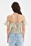 Women's Corset with Covered Bust Part and Open Shoulders, Detailed Design with Ruffles - 2