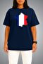 Oversize France Flag and Map Chest Printed Unisex T-Shirt - 2