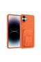 Apple iPhone 16 Compatible Case Flexstand Card Holder Silicone Case Orange