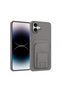 Apple iPhone 16 Compatible Case Flexstand Card Holder Silicone Case Gray