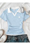 Polo Collar Ruched Bluz