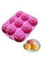Silicone molds, suitable for cakes, jellies, puddings, chocolates, etc., 6 cavities, rose pattern, 2-pack, pink.
