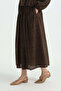 Beli Gathered Embroidered Skirt - Brown - 2