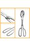 2-Pack Kitchen Cooking Tongs Buffets Party Catering Stainless Steel Salad Tongs Food Bread Cakes Baked Desserts 10 Inches - 2