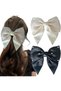 Two-piece hair clip for women and girls, featuring a bow (black + beige).
