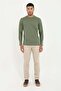 Men's Regular Fit Crew Neck Khaki Sweatshirt - 3