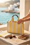 Yellow Striped Large Capacity Beach Bag – Fabric Shoulder Bag, Casual & Vacation Use - 4
