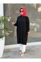 Trend Strawberry Fabric Full Length Tunic Black