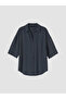 Lcw Vision Navy Blue Oversize Women's Jean Shirt - 5