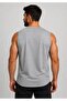 Men's Gray Melange Crew Neck Sleeveless T-Shirt-D690 - 3