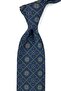 Navy Blue Green Motif Pattern Classic Tie with Handkerchief Kk13958
