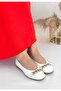 Cleo White Skin Ballerina Shoes - 3