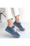 Otja Blue Genuine Leather Laser Lace-Up Sneakers - 4