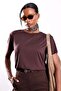 Brown Crew Neck Modal T-Shirt - 2