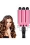 3-Roll Ceramic Curling Iron, 25mm, Adjustable Temperature (Pink)