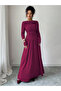 Magenta Ruched A-Line Maxi Dress - 5