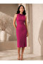 Pink Sleeveless Ruffle Detail Midi Dress