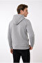 Men's Light Gray Hooded Sweatshirt with Side Pockets and 3-Thread Fleece Inside - 3