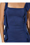 Blue Sleeveless Midi Dress with Ruffles - 4