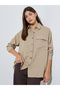 BeigeTextured Pocket Detail Button-Up Overshirt - 6