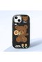iPhone 13 Compatible Case Camera Protector Black Silicone Couple Phone Case with Bear Pattern