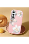 Samsung Galaxy S24 Fe Compatible Case with Camera Protection Pink Silicone Couple Phone Case with Floral Pattern - 2