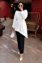 Tie-Waist Asymmetrical Cut Tunic Tsd260265 White - 3