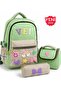 School Bag Set of 3 Imported Luxury School Bag Complete with Lining Waterproof Bag+Lunch Bag+Pen Holder Embroidered Print - 2