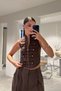 Tweed Vest with Zipper Detail - Brown - 4
