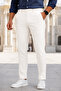 Men's Off-White Slim Fit Lycra Side Pocket Ankle Length Plain Fabric Trousers - 2