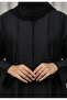 Textured Panel Abaya | Linen-Blend Fabric - 2