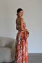 Lace Embroidered Patterned Premium Linen Dress with Tie Detail - 4