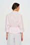 Women's Striped Flowy Shirt with Drawstring Waist and Tie - 5