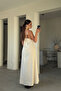 Linen Dress with Beaded Shoulders - Beige - 4