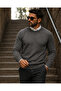 Men's Daily Trend Crew Neck Anthracite Knitwear Sweater - 5