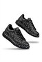 Zrk-Xb500 High Quality Black Silver Lace-Up Men's Sneaker